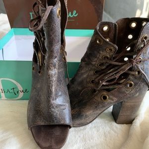 Diba True peep toe lace up bootie